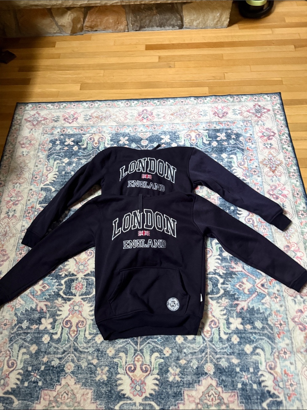 Kids Navy "London England" Pullover Hoodie - Classic Graphic Sweatshirt